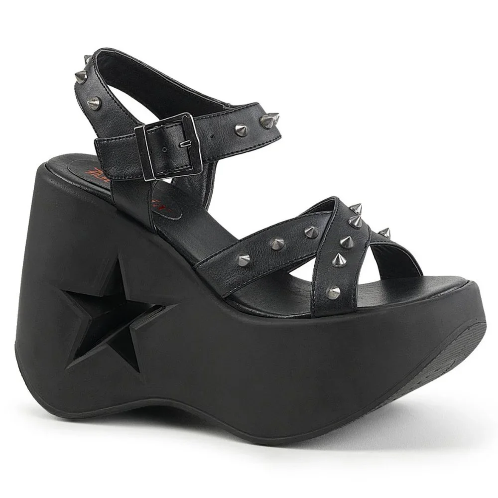 Demonia Black Studded Platform Sandal - Picture 1 of 1